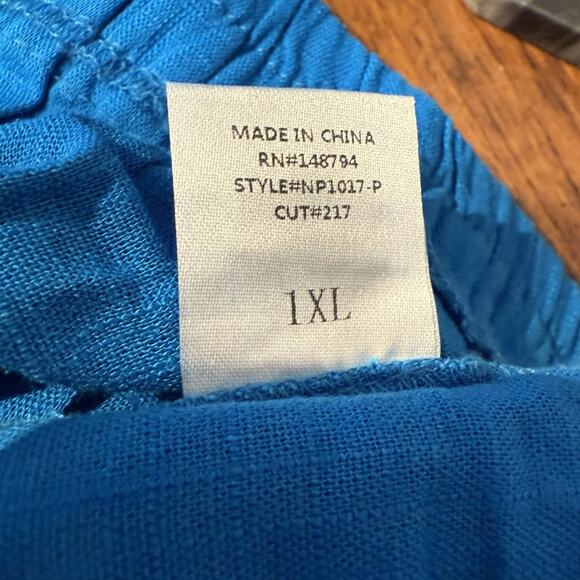 CY Fashion Shorts Women’s 1XL Blue Linen Drawstring Elastic Waist Casual Pockets - Picture 7 of 9